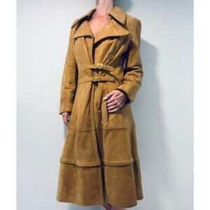 1970s RARE Vintage Leather Patchwork Trench Coat Removable Bottom Small JL
